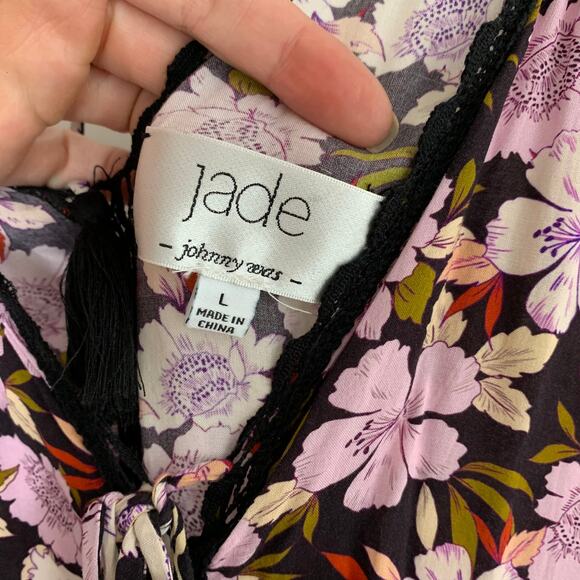 Johnny Was Jade Karisma Mixed jumpsuit Pink Black Floral Women’s Size Large - Picture 16 of 16